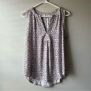 Ann Taylor LOFT Printed Top Size Small Pink Blue Sleeveless Tank Blouse Floral